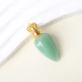 Natürlicher grüner Kristall Tränchen Parfümfläschchen Anhänger mit goldener Krone für DIY Kette - Aventurin - Gold