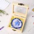 Natural blue crystal bracelet pentagram ornament wooden gift box for daily healing storage - Blue Aventurine Gift Box Set