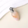 Natürlicher Kristall Parfumflakon Anhänger mit Kronendeckel und Doppelringen für DIY Halskette. - Achat-Silber
