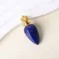 Lapislazuli Kristall Tränchen Fläschchen Anhänger mit goldener Krone und Doppelringen für DIY Kette. - Lapislazuli-Gold