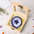 Natural sodalite crystal bead bracelet and star ornament set in a wooden gift box. - Sodalite Gift Box Set
