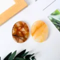 Natural crystal palm stone worry stone thumb massage stone polished gemstone for relaxation. - Yellow Hematoid Quartz