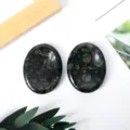 Natural green stone worry stone thumb massage stone oval pocket crystal gemstone decor - Peacock Eye
