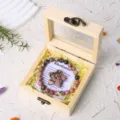 Natural rhodonite crystal beaded bracelet with pentagram star stone and wooden gift box set. - Rhodonite Gift Box Set