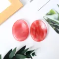 Natural Crystal Worry Stone Red Oval Palm Stone Thumb Massage Stone Polished - Red Smelting Stone