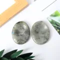 Natural crystal worry stones, polished oval palm stones for massage, anxiety relief and meditation. - Labradorite