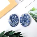 Natural crystal blue sodalite worry stone oval palm massage stone healing crystal decor - Blue Spot Stone