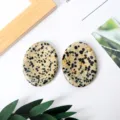 Natural Dalmatian jasper worry stone palm stone for thumb massage and meditation relaxation. - Spotted Stone