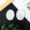 Natural white crystal worry stone oval polished thumb massage gemstone for relaxation - White Jade