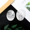 Natural clear quartz crystal worry stones, polished oval palm stones for stress relief. - White Crystal
