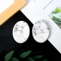 Natural white crystal palm stone worry stone oval pocket stone for massage and healing meditation - White Turquoise