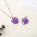 Natural Amethyst Heart Pendant Necklace DIY Jewelry Accessory Purple Crystal Heart Gift - Amethyst