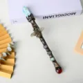 Handmade vintage natural crystal magic wand scepter with gemstone and bee decor for display. - Amazonite Pillar Style