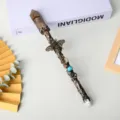 Handmade vintage natural crystal magic wand single point crystal scepter ritual collectible prop - Turtle Back Stone Pillar Style