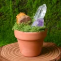 Natural crystal potted plant rough stone mineral specimen desktop car ornament DIY decorations - Style 3