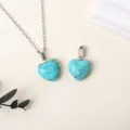 Turquoise heart pendant necklace and charm set for DIY jewelry making and daily wear. - Turquoise