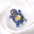 Lapis Lazuli Resin Turtle Figurine Natural Crystal Stone Gold Foil Wealth Desktop Decor - Lapis Lazuli
