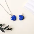 Natural lapis lazuli heart pendant necklace set, mini gemstone crystal love DIY jewelry accessory. - Lapis Lazuli