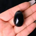 Natural black crystal gemstone polished egg ornament small bird egg home decor gift variant option - Obsidian