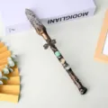 Handcrafted vintage crystal magic wand scepter with natural stone and dragonfly decor - Spotted Stone Pillar Style