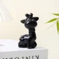 Black crystal giraffe figurine, cute cartoon animal stone carving for desktop decor and gifts. - Obsidian