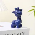 Natural blue crystal giraffe figurine, cute animal stone carving for desktop decor and gifts. - Blue Aventurine