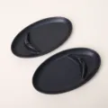 Schwarze Keramik Raeucherstaebchenhalter Schale, ovale Schale fuer Raeucherwerk und Meditation. - Nur Schale