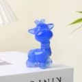 Blue crystal giraffe figurine, cute cartoon animal stone carving for desktop decor and gifts. - Blue Alabaster