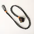 Handwoven black rope tiger eye stone crystal cage necklace adjustable pendant jewelry - Tiger Eye + Black Net Pocket