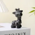 Natural Multi-Material Crystal Giraffe Figurine Stone Cartoon Ornament Desktop Decor - Flame Stone