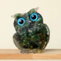 Crystal chip owl resin figurine home decor car ornament sparkle blue eyes variant - Gold Foil Ruby Zoisite Style