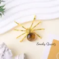 Natural Crystal Smoky Quartz Spider Figurine Desktop Stone Craft Halloween Party Decor Ornament - Smoky Quartz Spider / Gold