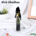 Botella Derivante de Cristal de Obsidiana Negra Mini Botella de Deseos Decoración Hogar - Obsidiana