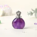 Pendentif flacon de parfum en cristal améthyste naturelle accessoire bijoux DIY pendentif - Améthyste / Argent