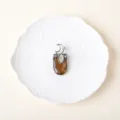 Natuurlijke tijgeroog edelsteen hanger legering maan ketting sieraden DIY mode accessoire - Tijgeroog