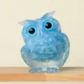 Blue crystal stone resin owl figurine cute animal desktop decoration craft ornament. - Enhanced Aquamarine