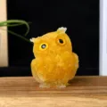 Crystal Resin Owl Figurine Cute Animal Home Decor Amber Texture Craft Ornament Gift - Yellow Crystal