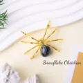 Snowflake Obsidian crystal spider figurine desktop craft ornament Halloween decor SKU - Snowflake Obsidian Spider / Gold