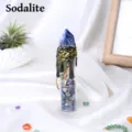 Botella de deriva de piedra de cristal de sodalite natural mini adorno decorativo. - Lapislázuli