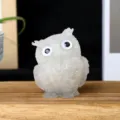 Crystal resin owl figurine tabletop decoration natural stone craft ornament sculpture gift - White Crystal
