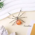 Natural Crystal Spider Carnelian Silver Metal Gemstone Desktop Ornament Decor SKU - Carnelian Spider / Silver