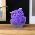 Purple crystal resin owl figurine, handmade gemstone animal desktop decoration ornament. - Lilac