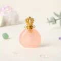 Pendentif flacon parfum en cristal rose naturel avec bouchon couronne accessoire DIY. - Quartz rose / Or