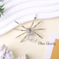 Natural clear quartz crystal spider figurine tabletop Halloween decoration ornament art - Clear Quartz Spider / Silver
