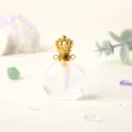 Pendentif flacon de parfum en cristal avec bouchon couronne dorée, accessoire de bijoux DIY. - Cristal blanc / Or