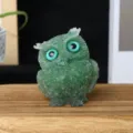Green crystal resin owl figurine home decor, cute animal ornament, stone craft gift. - Green Aventurine