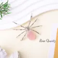 Natural rose quartz spider crystal ornament desktop decor crystal raw stone Halloween prop - Rose Quartz Spider / Silver