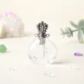 Pendentif flacon de parfum en cristal naturel avec bouchon couronne accessoire bijoux DIY - Cristal blanc / Argent