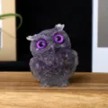 Natural crystal crushed stone resin owl figurine tabletop ornament craft variant style display piece - Amethyst