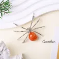 Natural Crystal Spider Figurine Carnelian Gemstone Desktop Ornament Halloween Decor - Carnelian Spider / Silver
